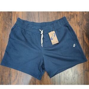Asics Fleece Short Size Large Blue New